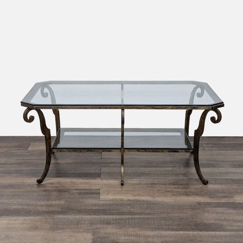 Used  Vintage Ethan Allen Iron and Glass Coffee Table for sale on AptDeco