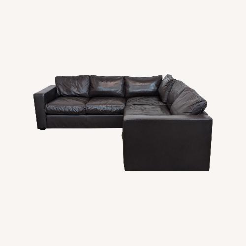 Used Stella Transitional Brown Leather Corner Sectional for sale on AptDeco