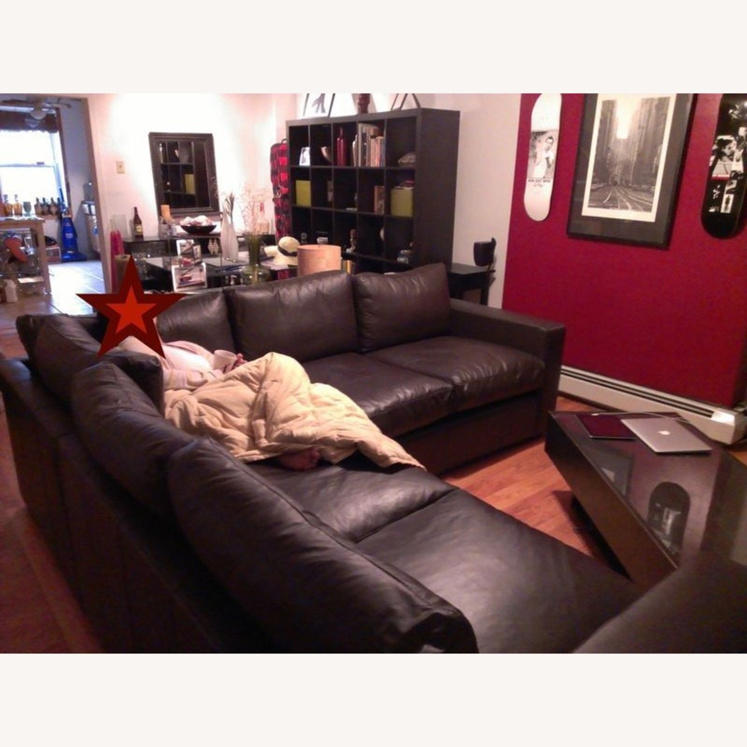 Stella Transitional Brown Leather Corner Sectional - image-1