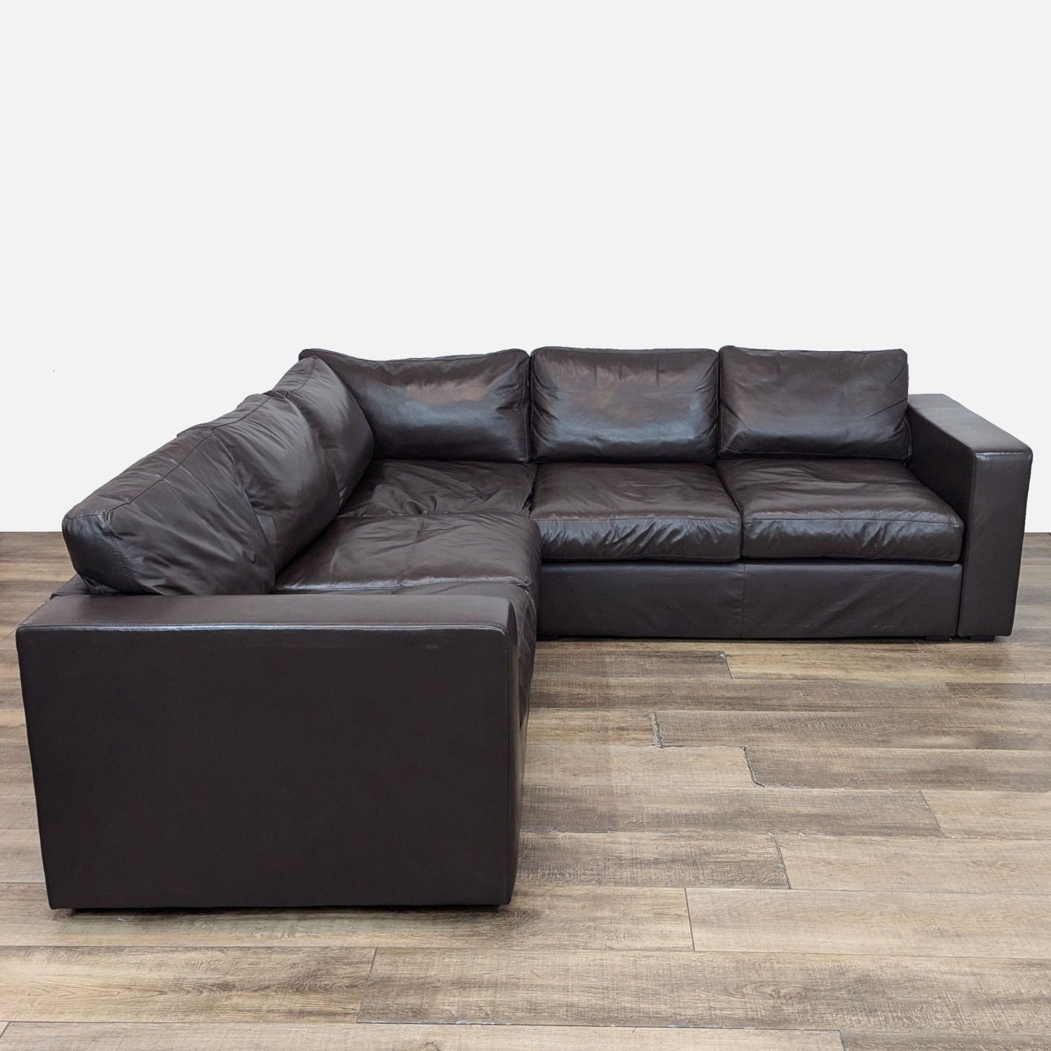 Stella Transitional Brown Leather Corner Sectional - image-2