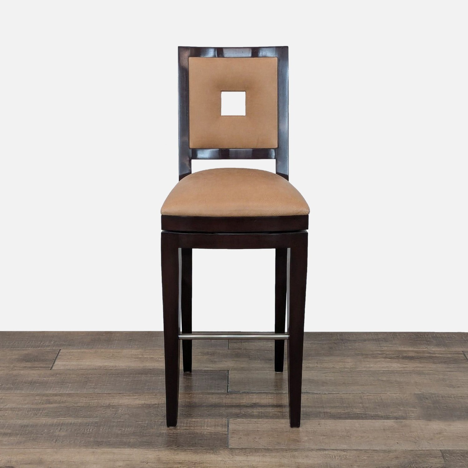 Berman Rosetti Grid Swivel Leather Bar Stool - image-2