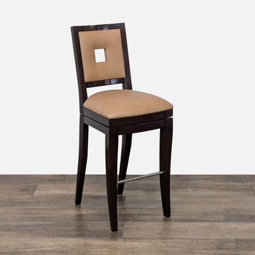 Used Berman Rosetti Grid Swivel Leather Bar Stool for sale on AptDeco