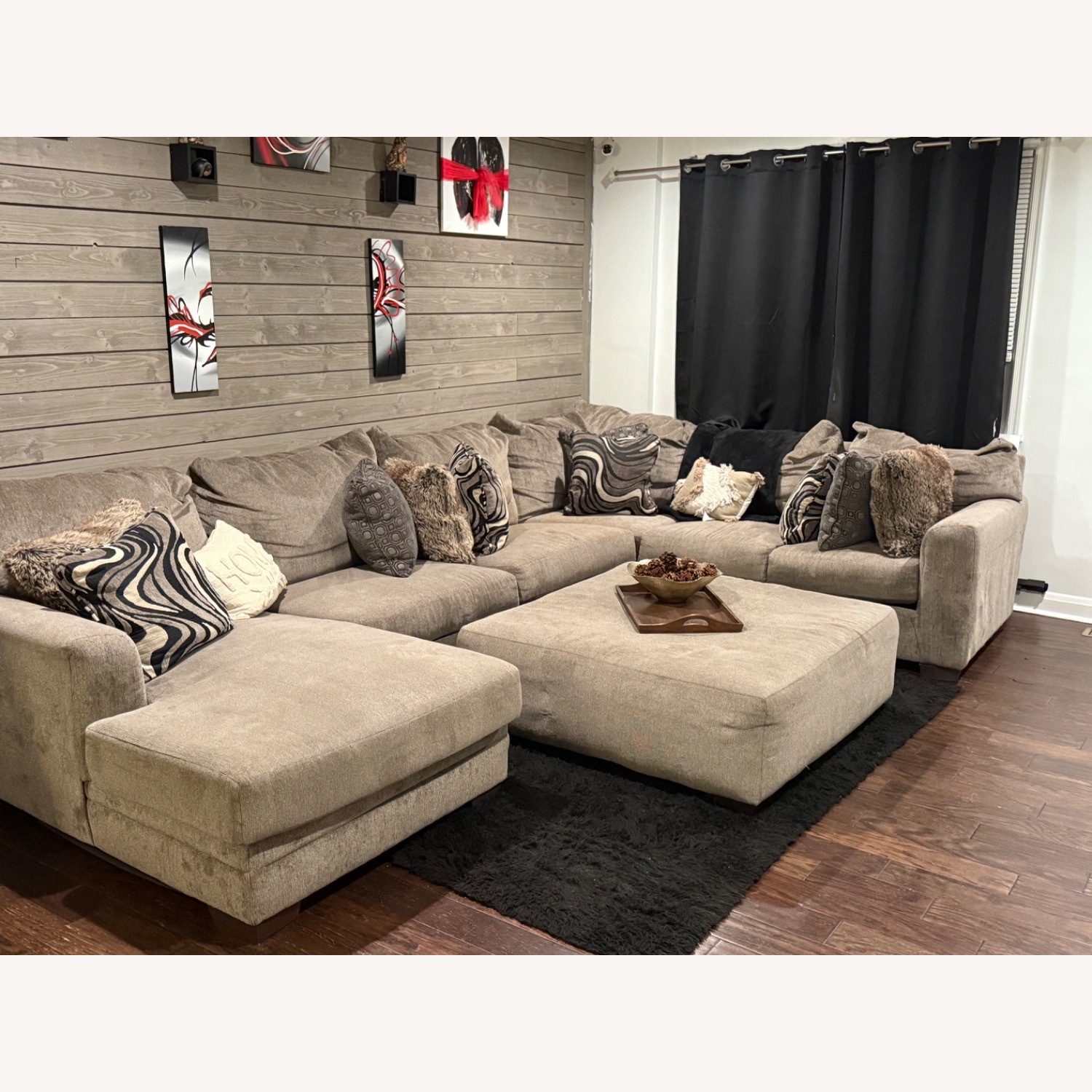 Luxe Gray 150'' 4 Piece Right Arm Facing Chaise Sectional - image-1