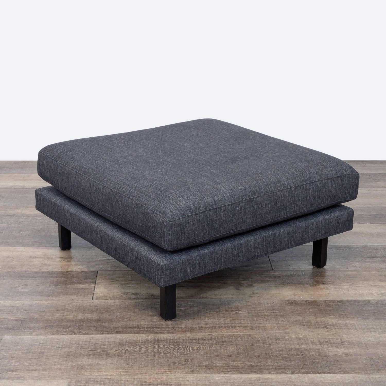 Modern Charcoal Gray Ottoman with Wood Legs	 - image-4