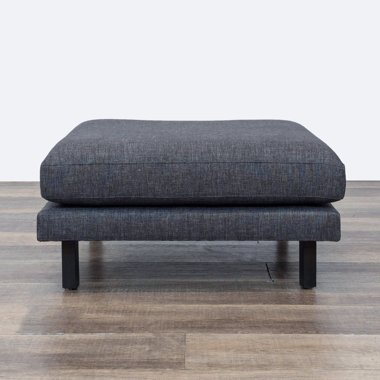 Modern Charcoal Gray Ottoman with Wood Legs	 - image-2