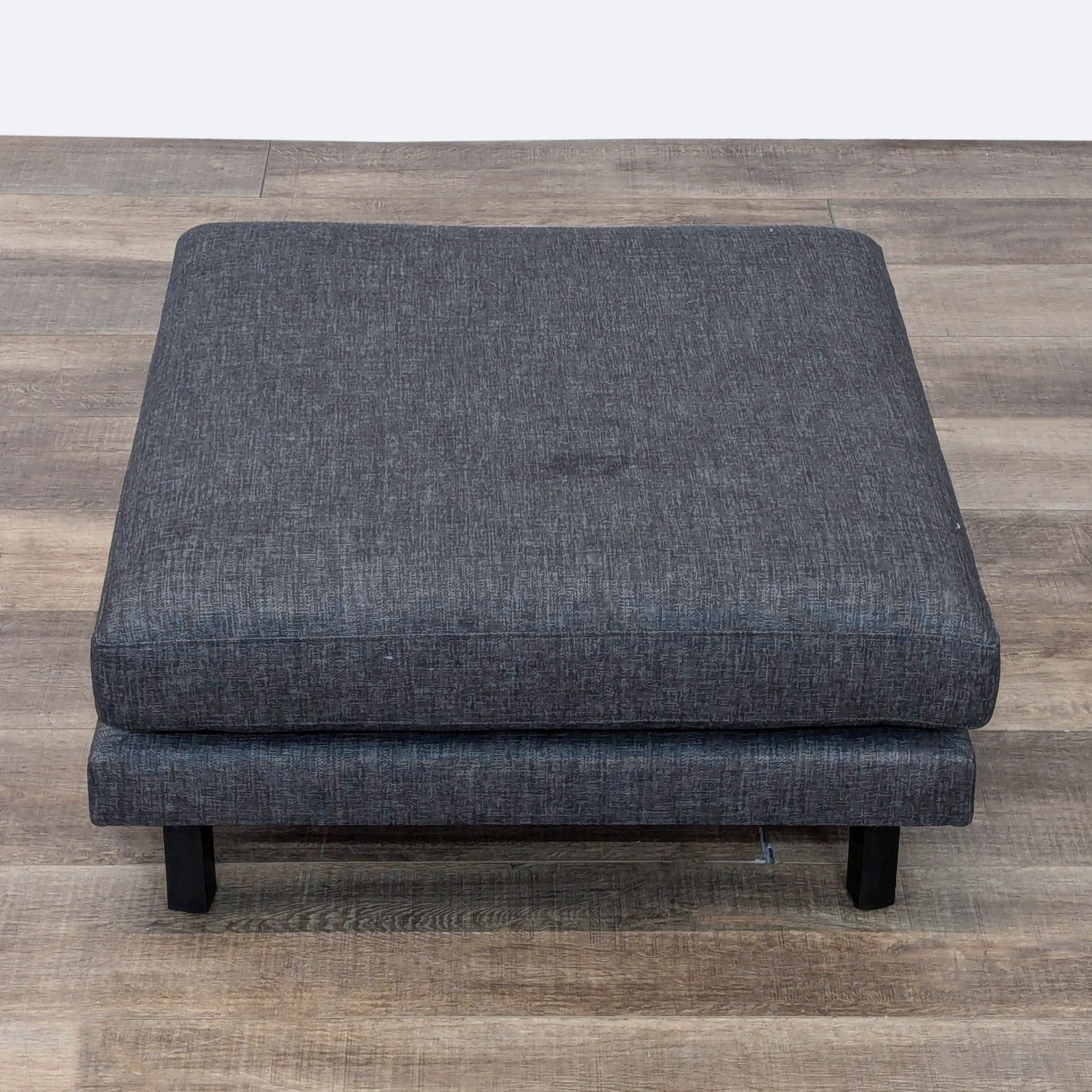 Modern Charcoal Gray Ottoman with Wood Legs	 - image-3