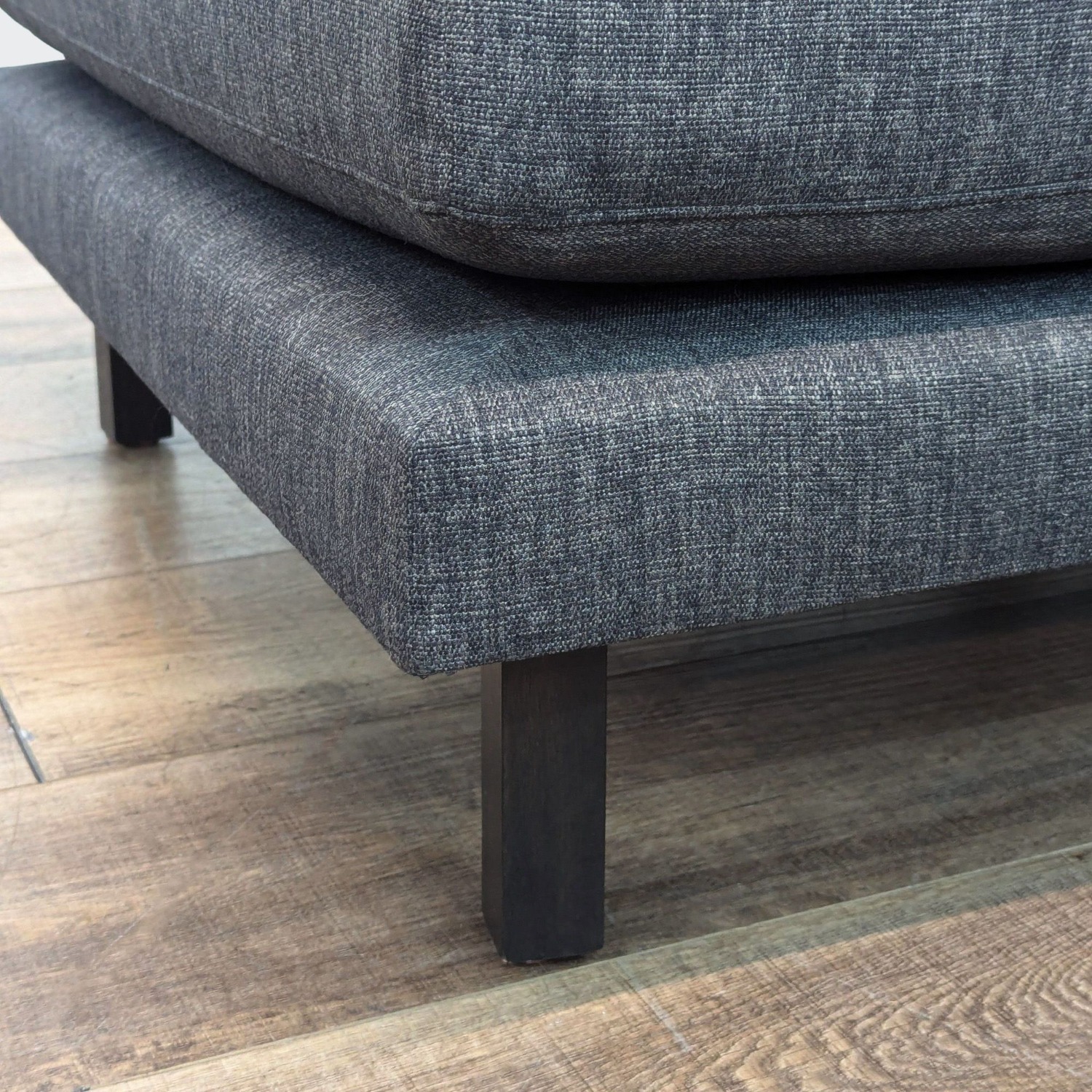 Modern Charcoal Gray Ottoman with Wood Legs	 - image-5