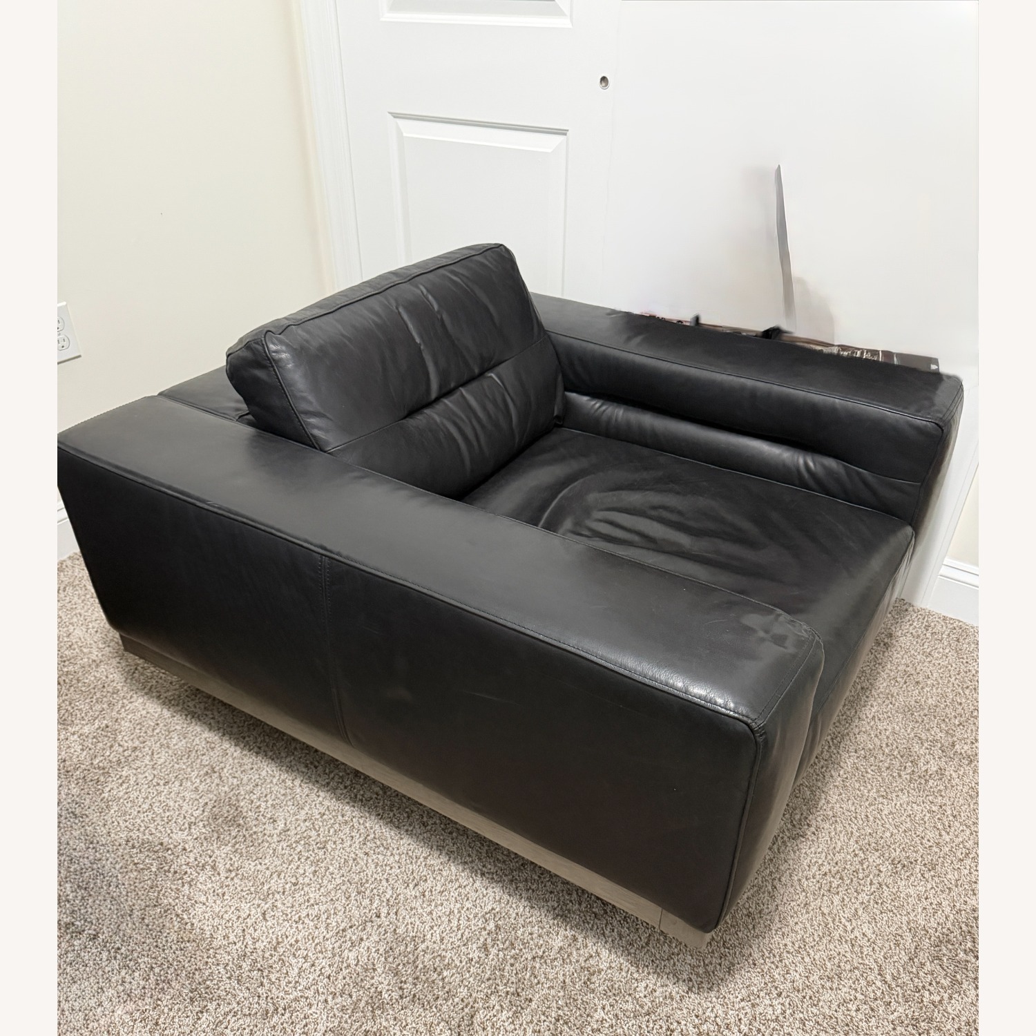 Restoration Hardware Black Durrell Luxe Leather Chair - image-1