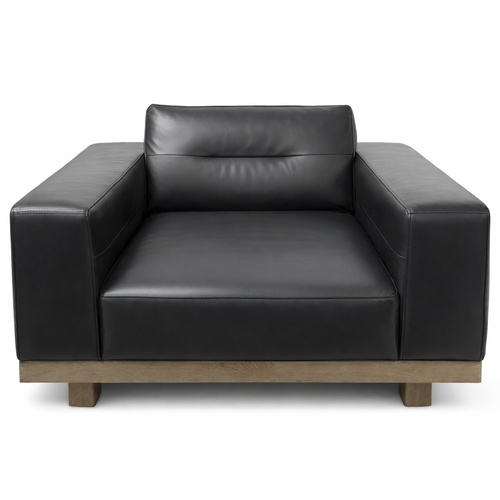 Used Restoration Hardware Black Durrell Luxe Leather Chair for sale on AptDeco
