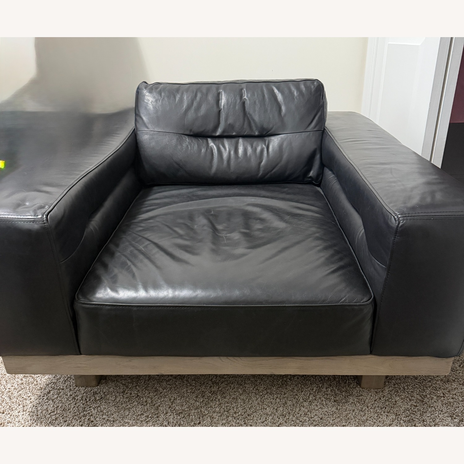 Restoration Hardware Black Durrell Luxe Leather Chair - image-3