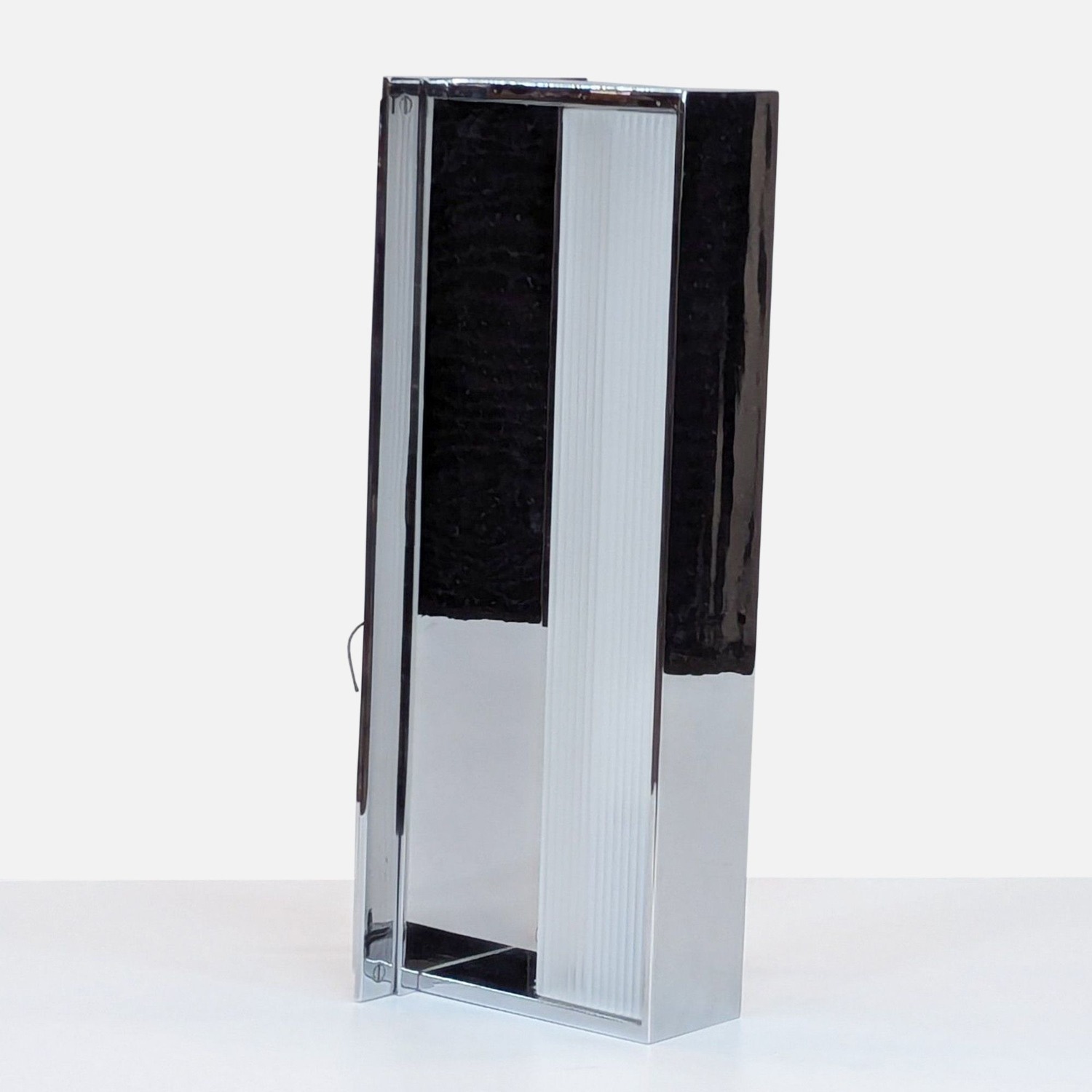 Modern Chrome Frame Wall Light with Ribbed Glass	 - image-1