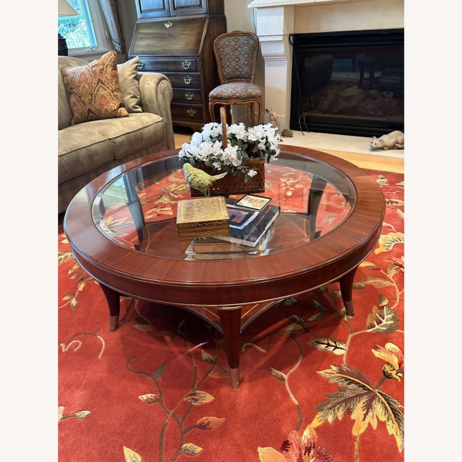 Glass Top Coffee Table with Inlaid Shelf	 - image-8