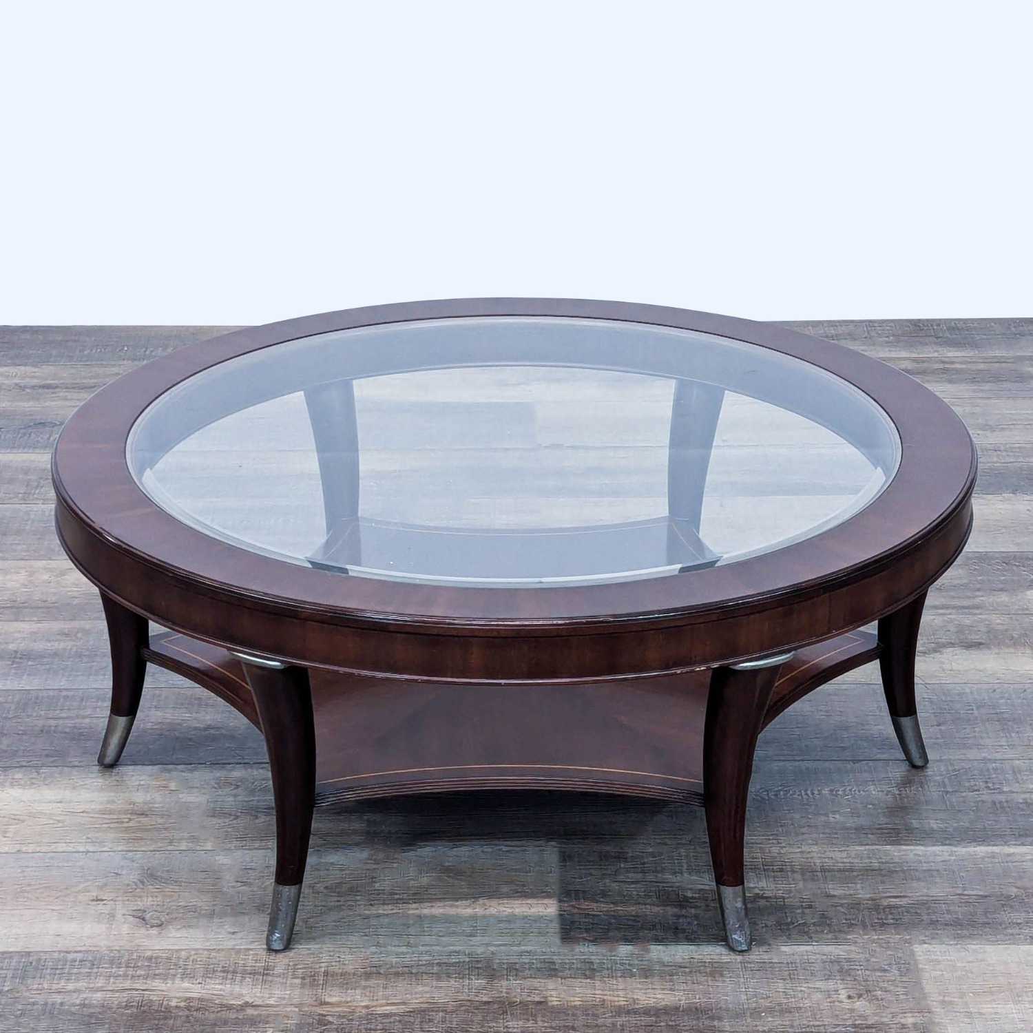 Glass Top Coffee Table with Inlaid Shelf	 - image-1