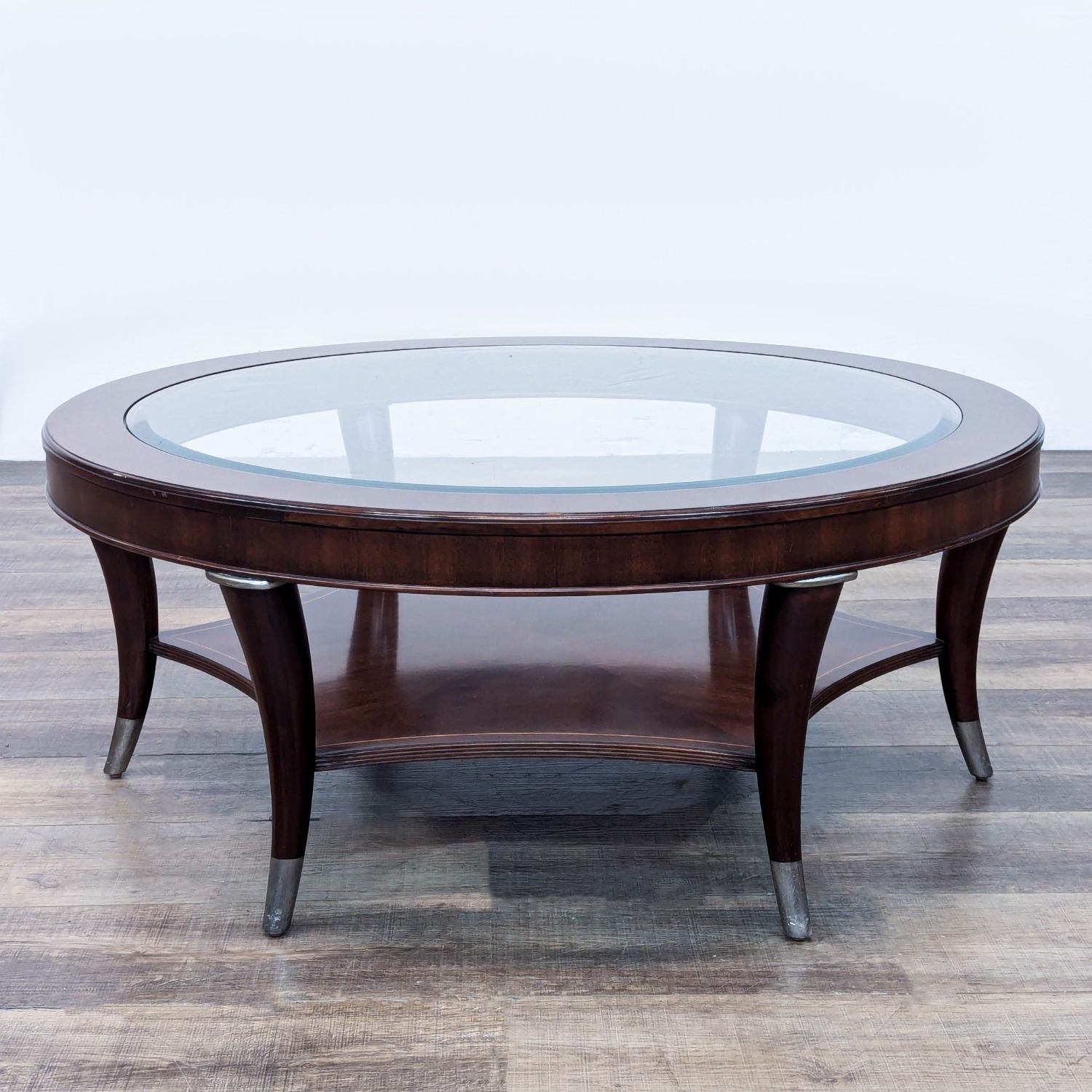 Glass Top Coffee Table with Inlaid Shelf	 - image-2