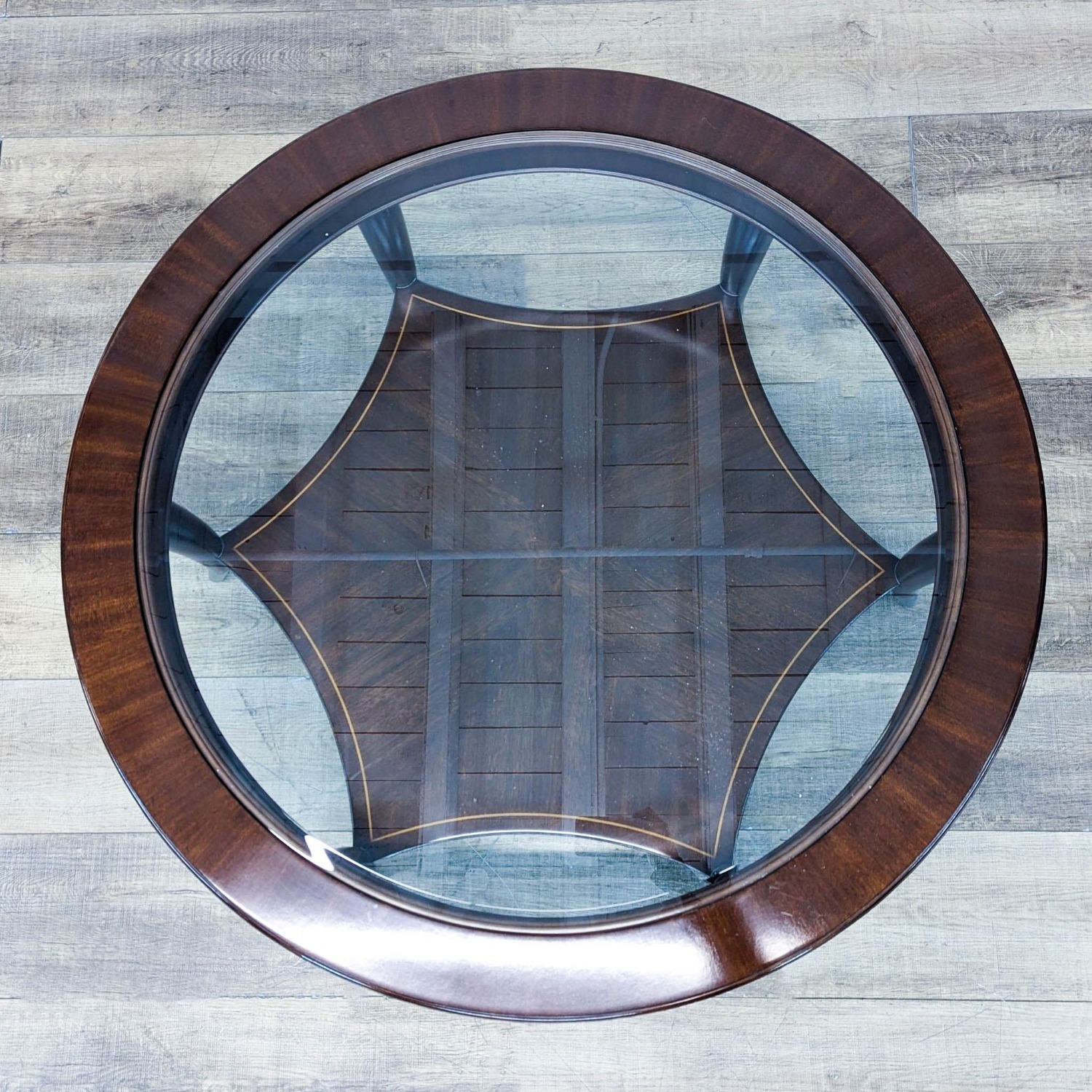 Glass Top Coffee Table with Inlaid Shelf	 - image-3