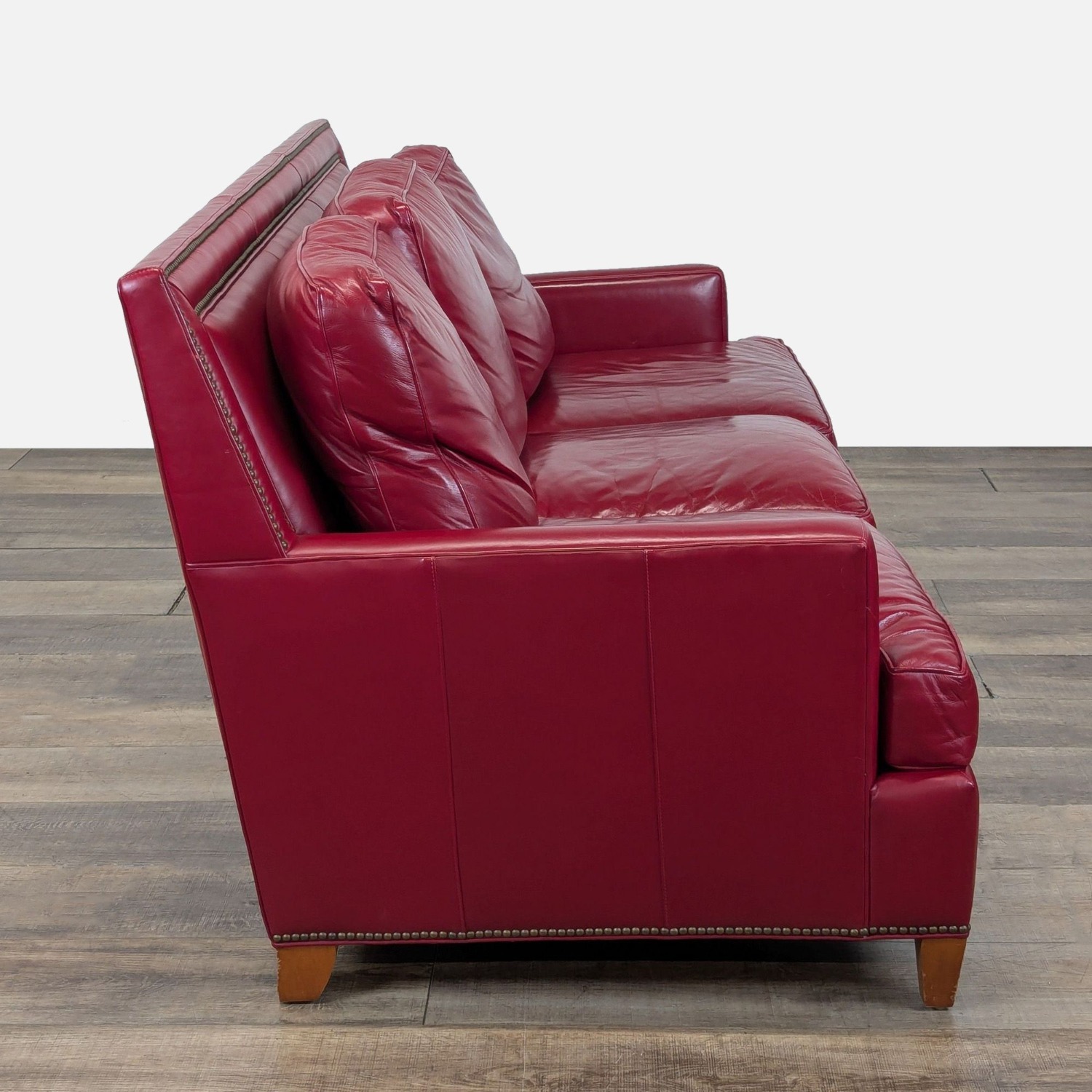 Hancock and Moore Arrington Red Leather Modern Sofa - image-6