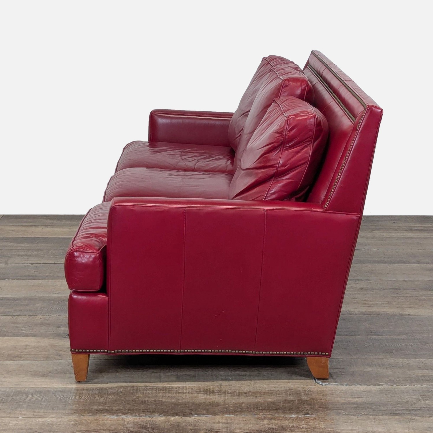 Hancock and Moore Arrington Red Leather Modern Sofa - image-4