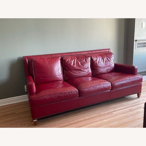 Used Hancock and Moore Arrington Red Leather Modern Sofa for sale on AptDeco