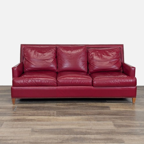 Used Hancock and Moore Arrington Red Leather Modern Sofa for sale on AptDeco