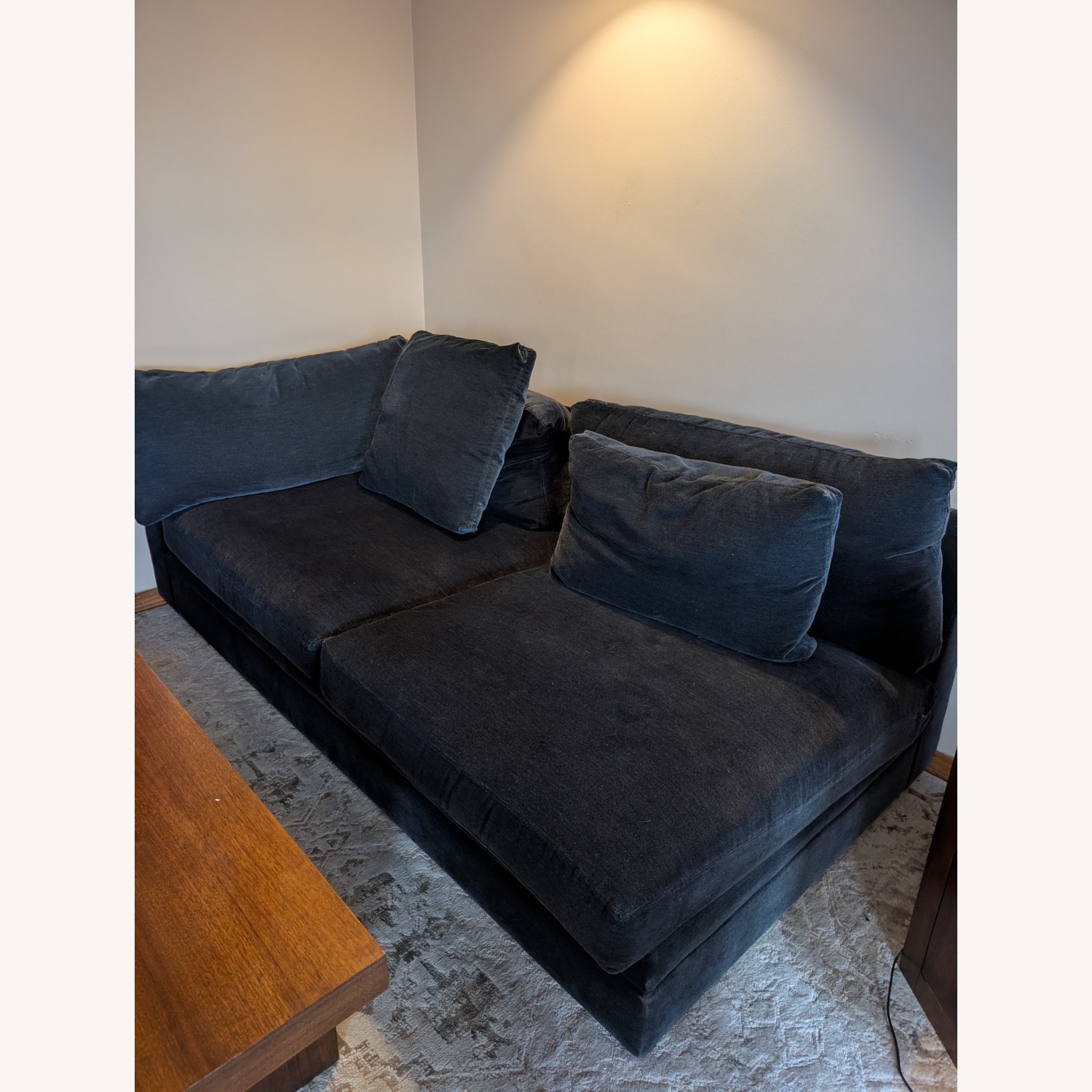 Arhaus Blue Fabric Chaise Lounge - image-2