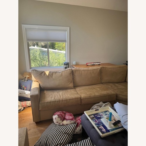 Used Tan Microfiber L-Shaped Sectional for sale on AptDeco