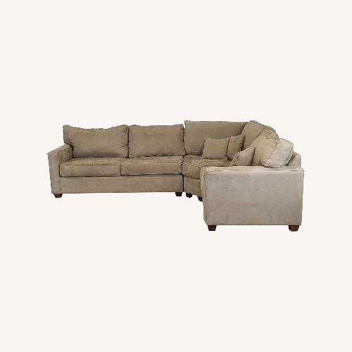 Used Tan Microfiber L-Shaped Sectional	 for sale on AptDeco