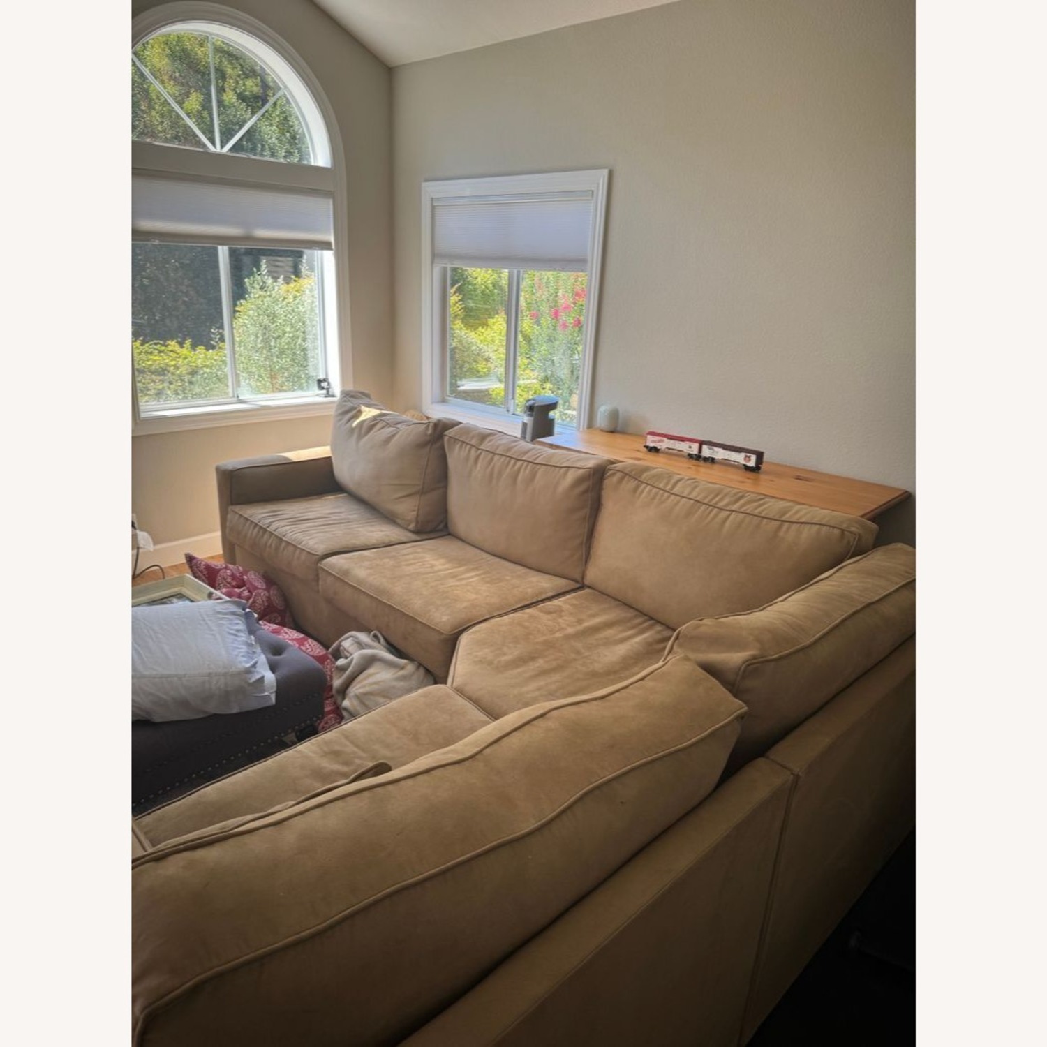 Tan Microfiber L-Shaped Sectional - image-2