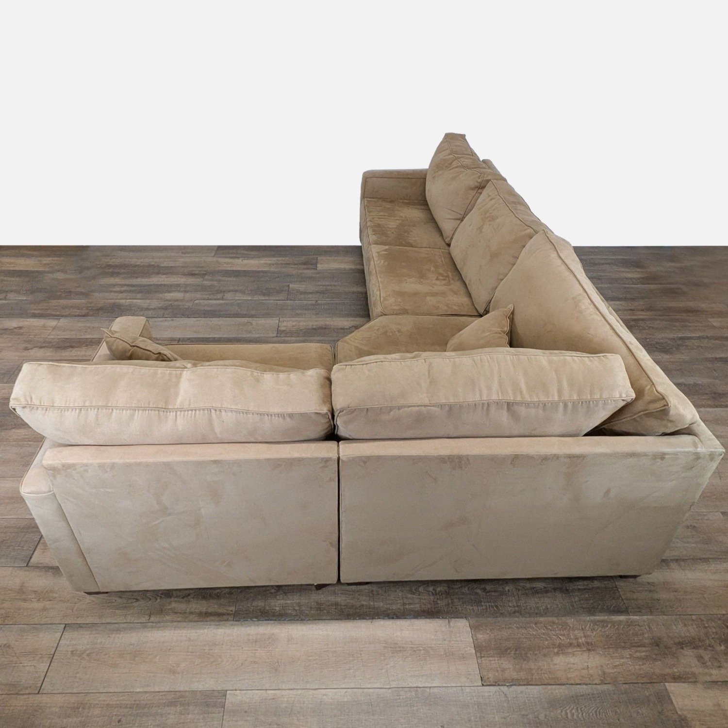 Tan Microfiber L-Shaped Sectional - image-4