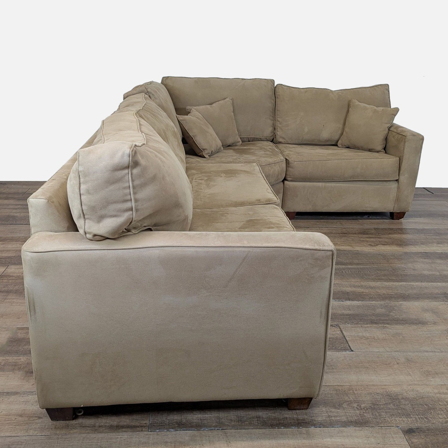 Tan Microfiber L-Shaped Sectional - image-3
