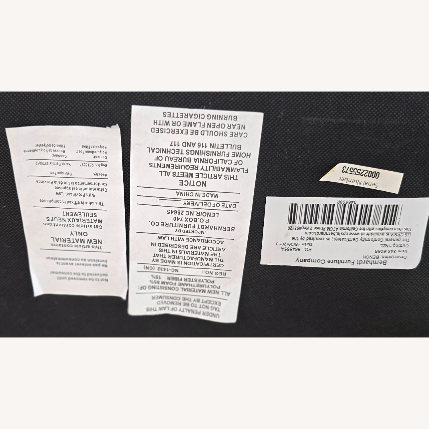 Bernhardt Light Gray Fabric Bench - image-5