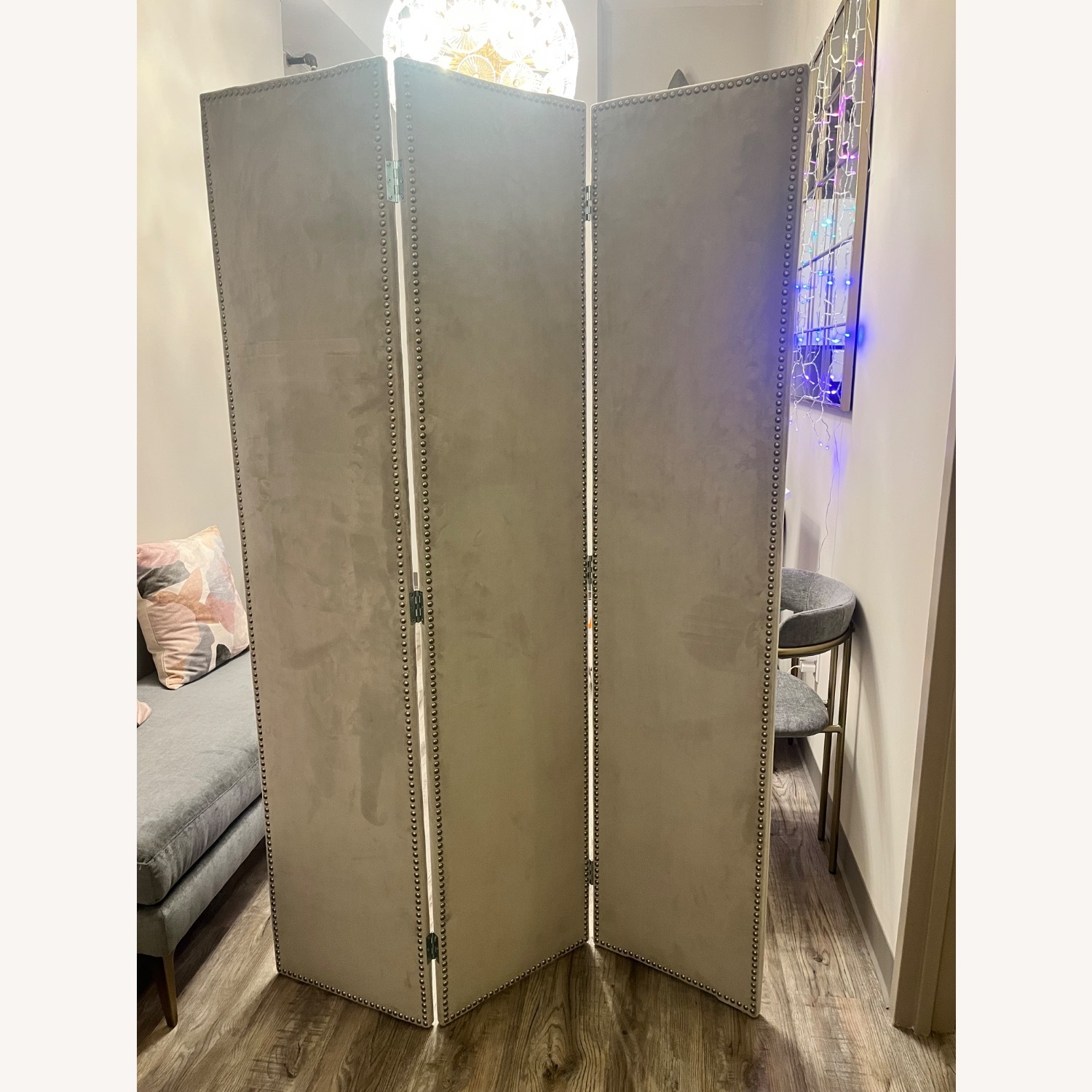 Light Gray Suede Room Divider - image-3