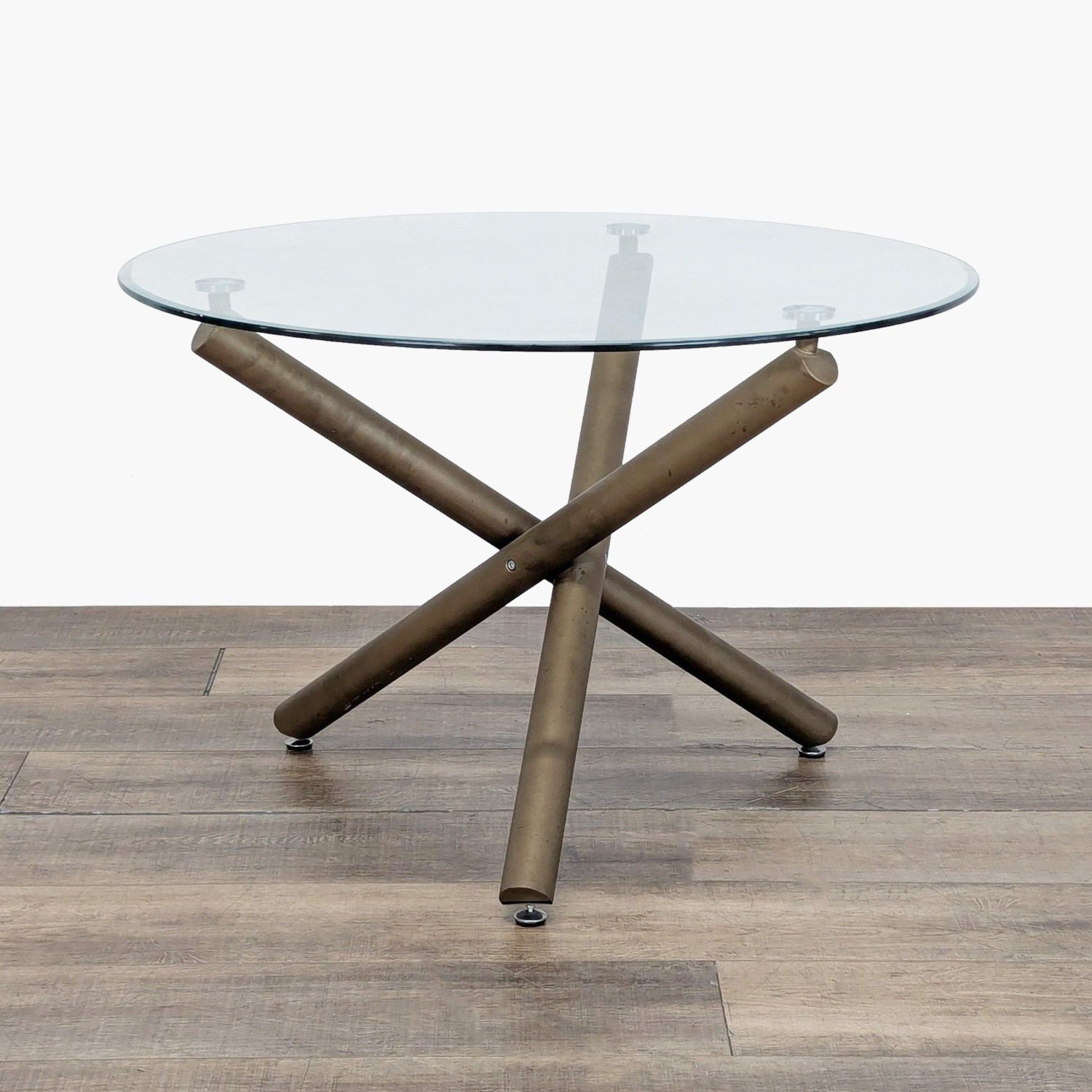 Glass Top Dining Table on Metal Base	 - image-2