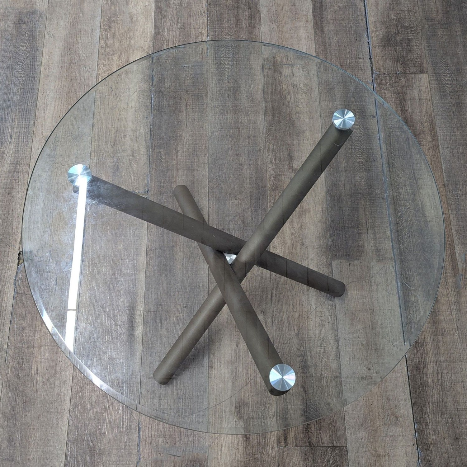 Glass Top Dining Table on Metal Base	 - image-4