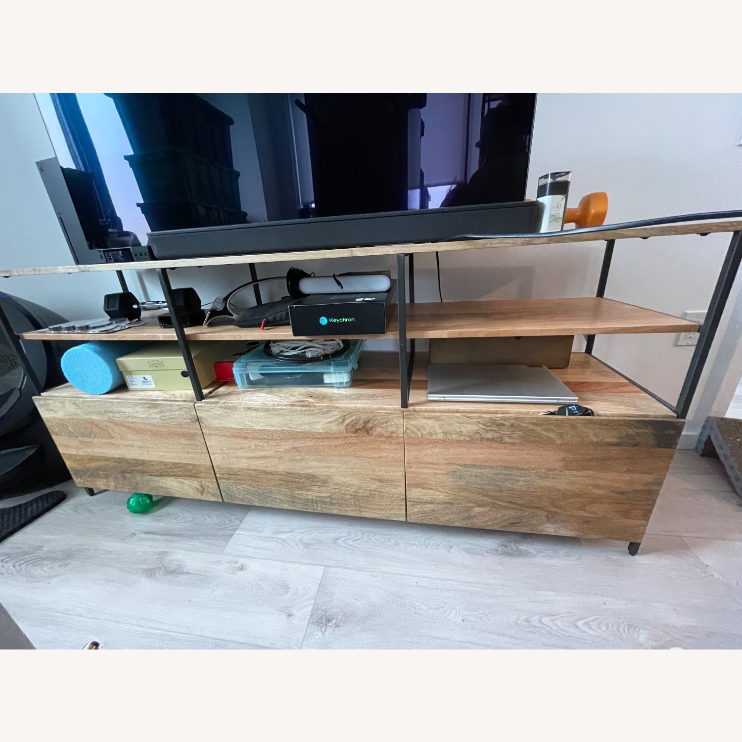 West Elm Light Brown Wood Media Storage - image-1