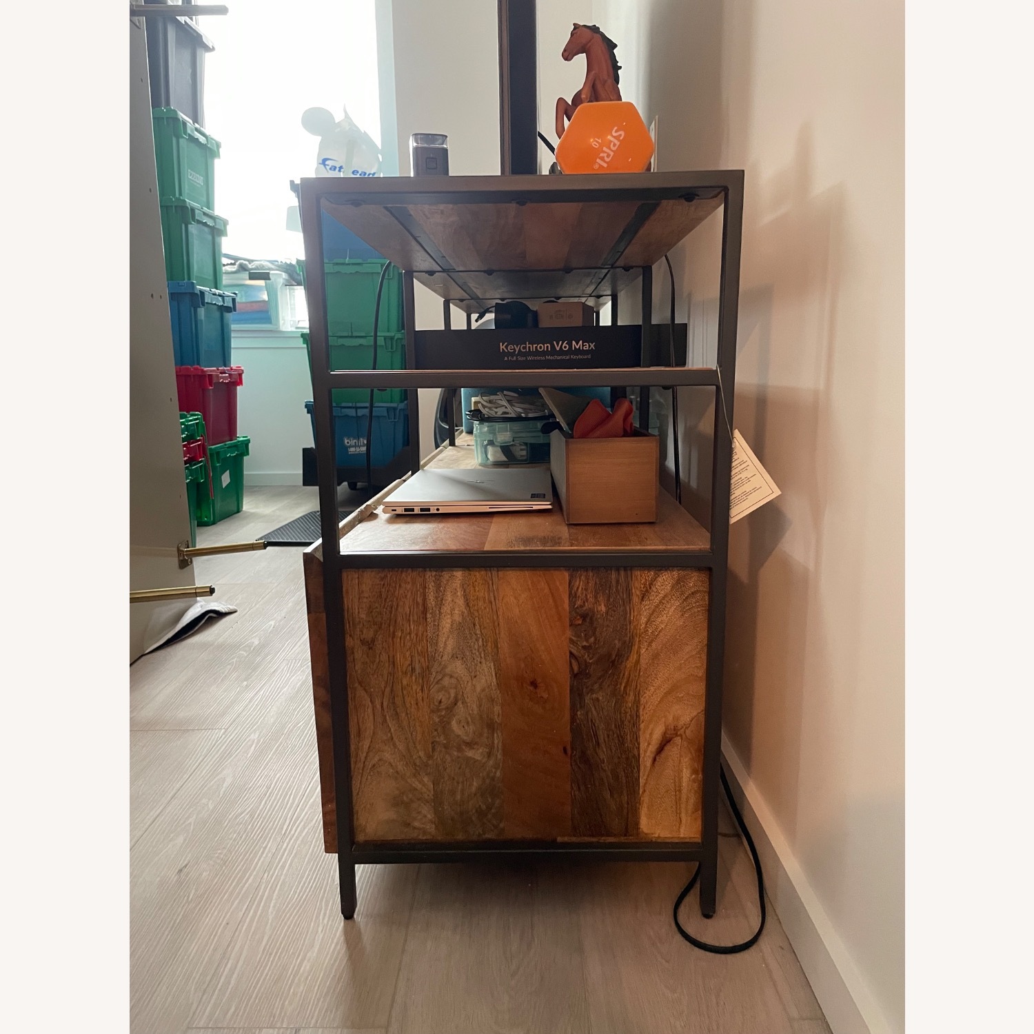 West Elm Light Brown Wood Media Storage - image-2