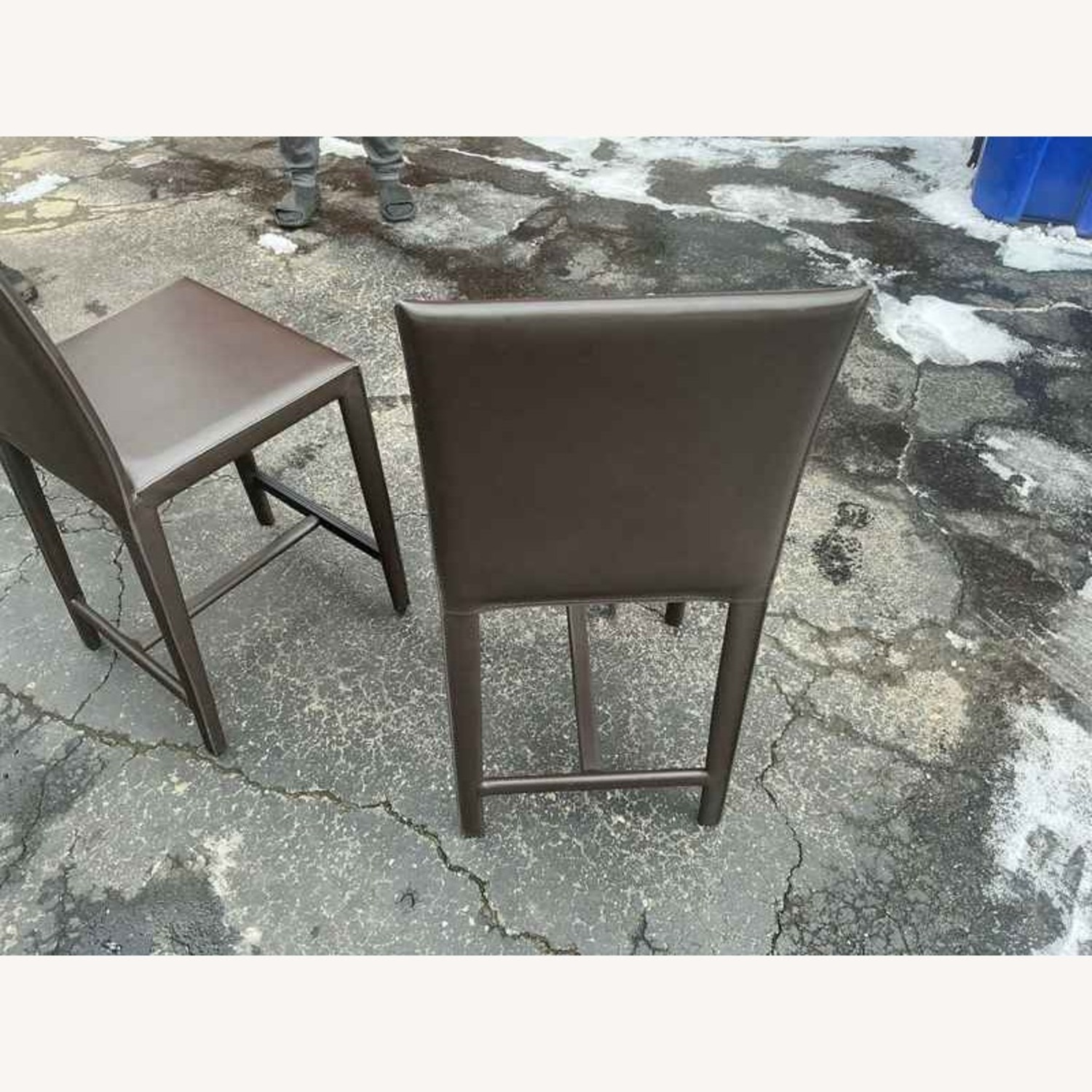 Crate & Barrel Folio Leather Bar Stools 2 - image-6