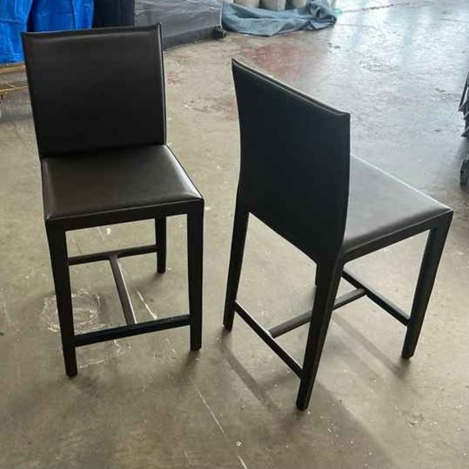 Crate & Barrel Folio Leather Bar Stools 2 - image-9