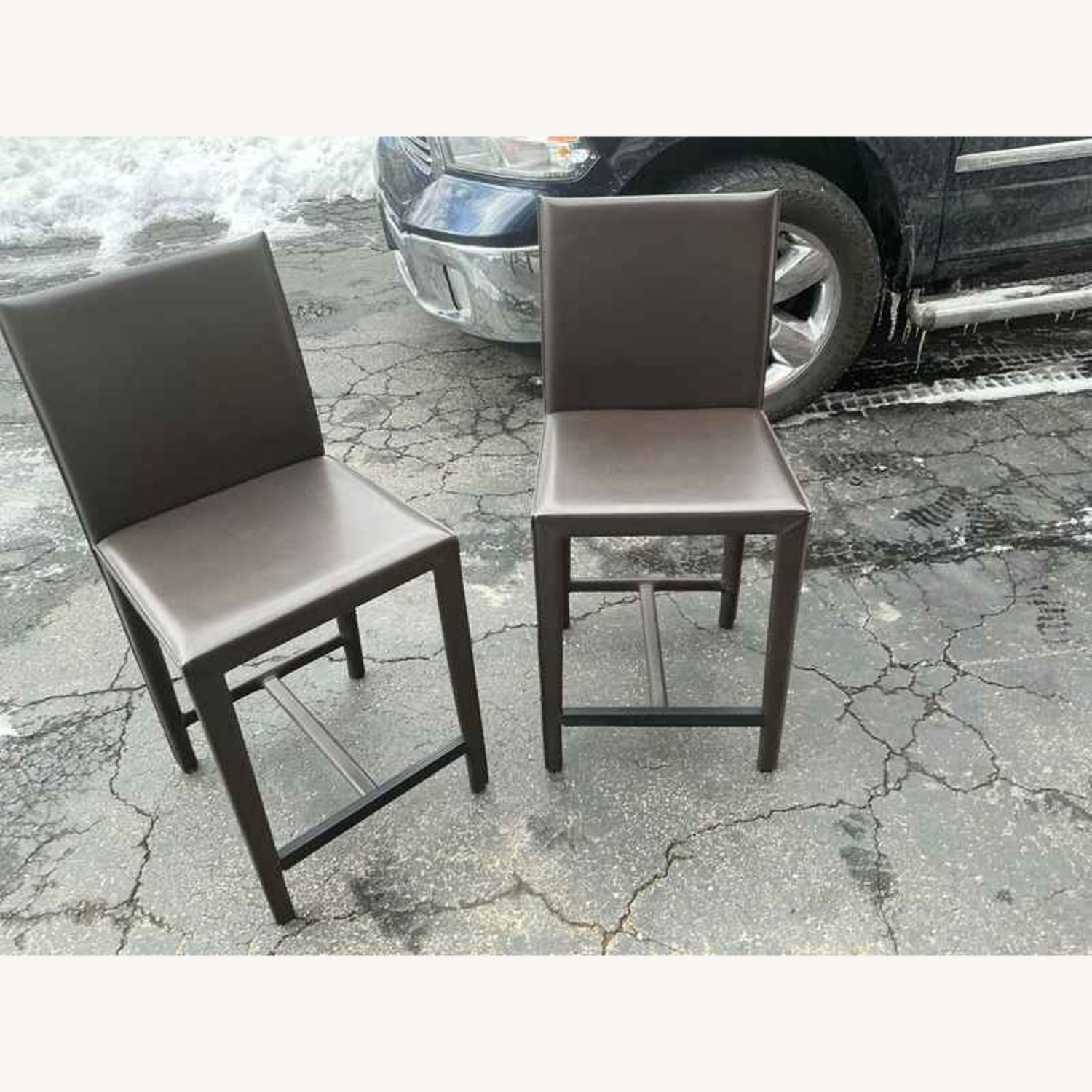Crate & Barrel Folio Leather Bar Stools 2 - image-5