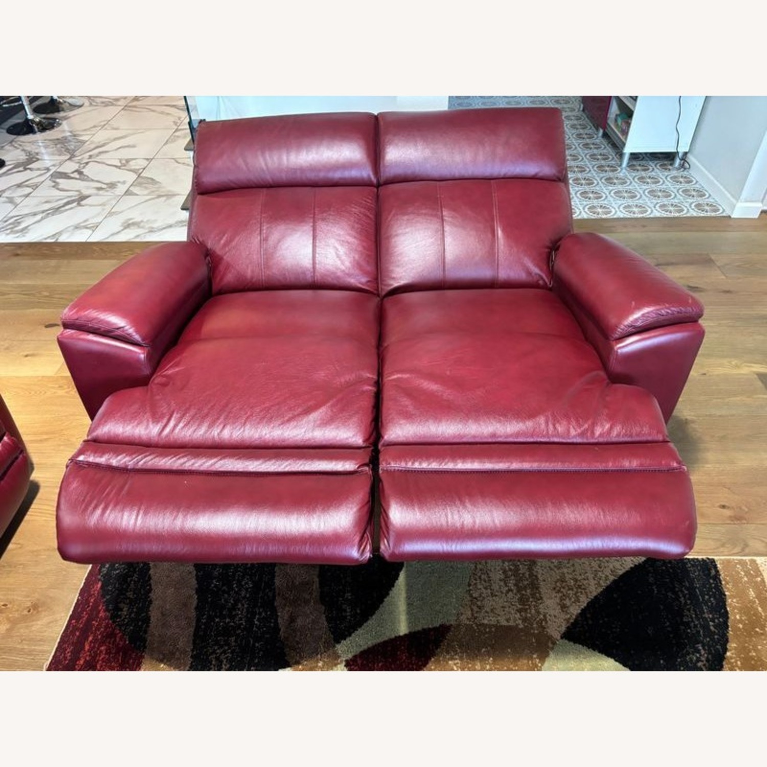 La-Z-Boy Maroon Leather Power Reclining Loveseat - image-9