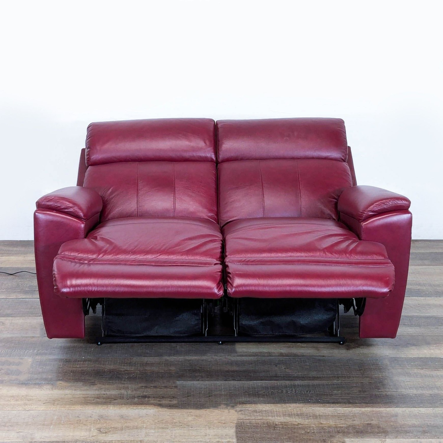 La-Z-Boy Maroon Leather Power Reclining Loveseat - image-1