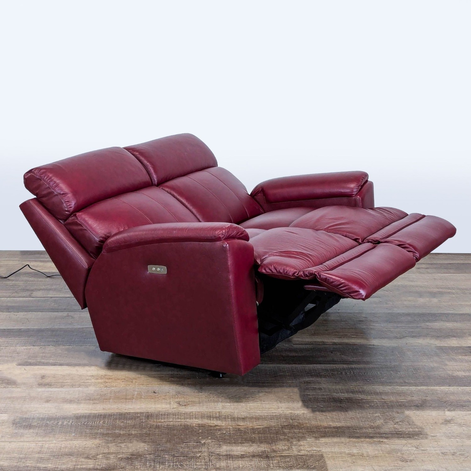 La-Z-Boy Maroon Leather Power Reclining Loveseat - image-3