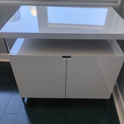 Used Two Door Storage Cabinet with Open Shelf for sale on AptDeco