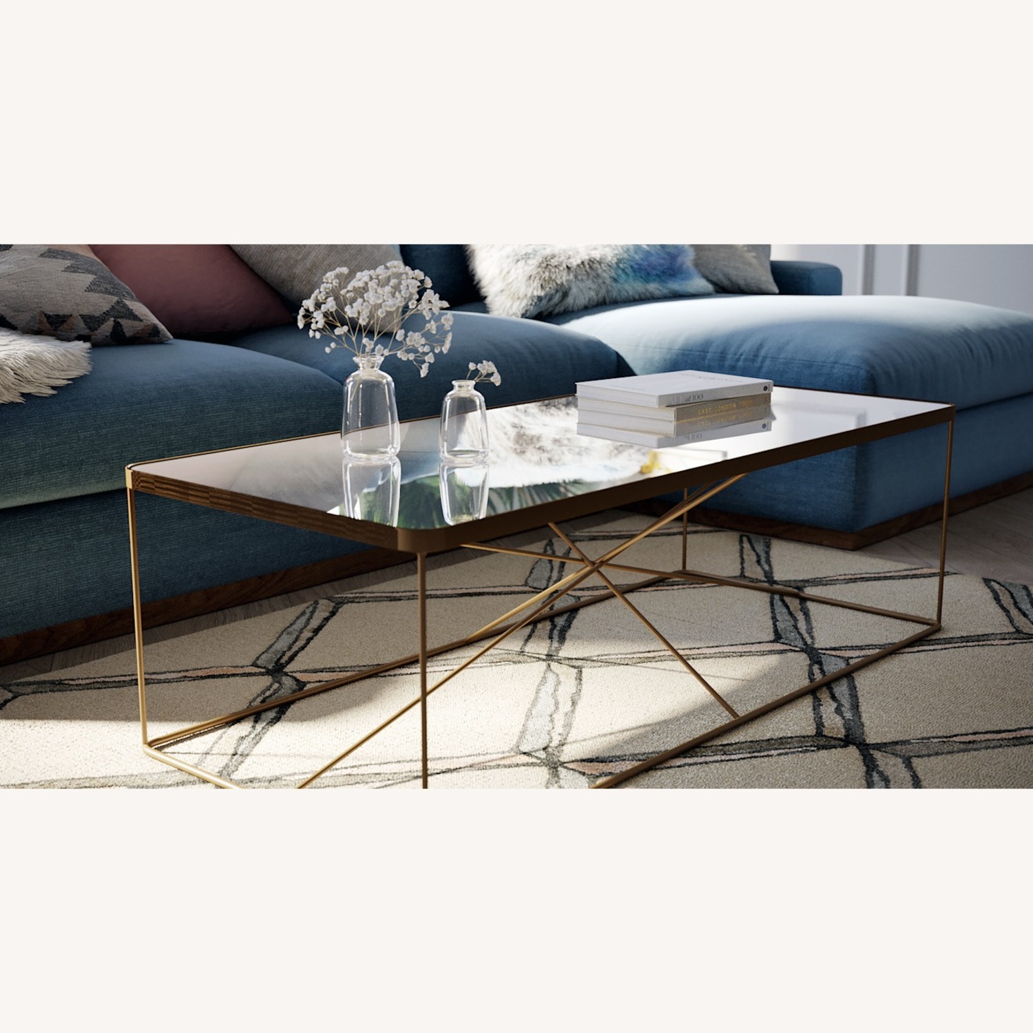 Joybird Glass and Brass Coffee Table - image-1