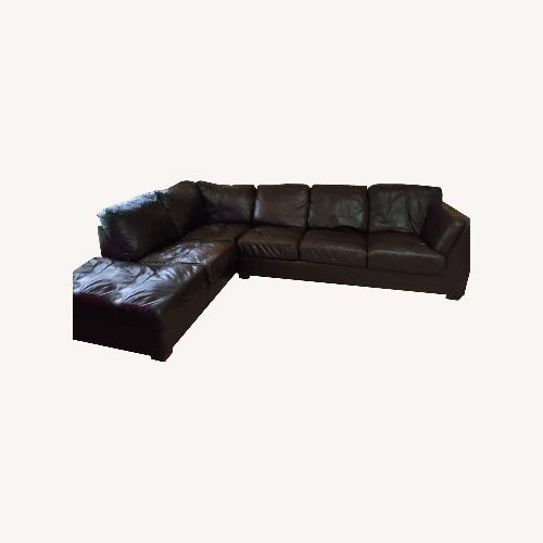 Used Dark Brown Leather 2 Piece Sectional for sale on AptDeco