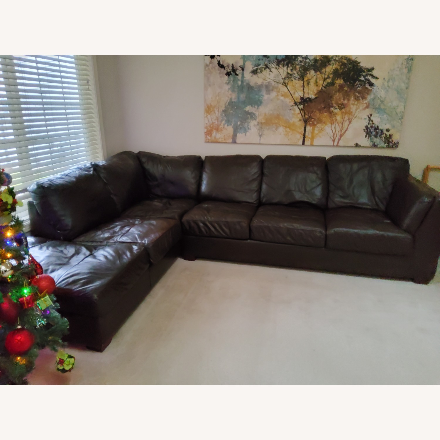 Dark Brown Leather 2 Piece Sectional - image-5