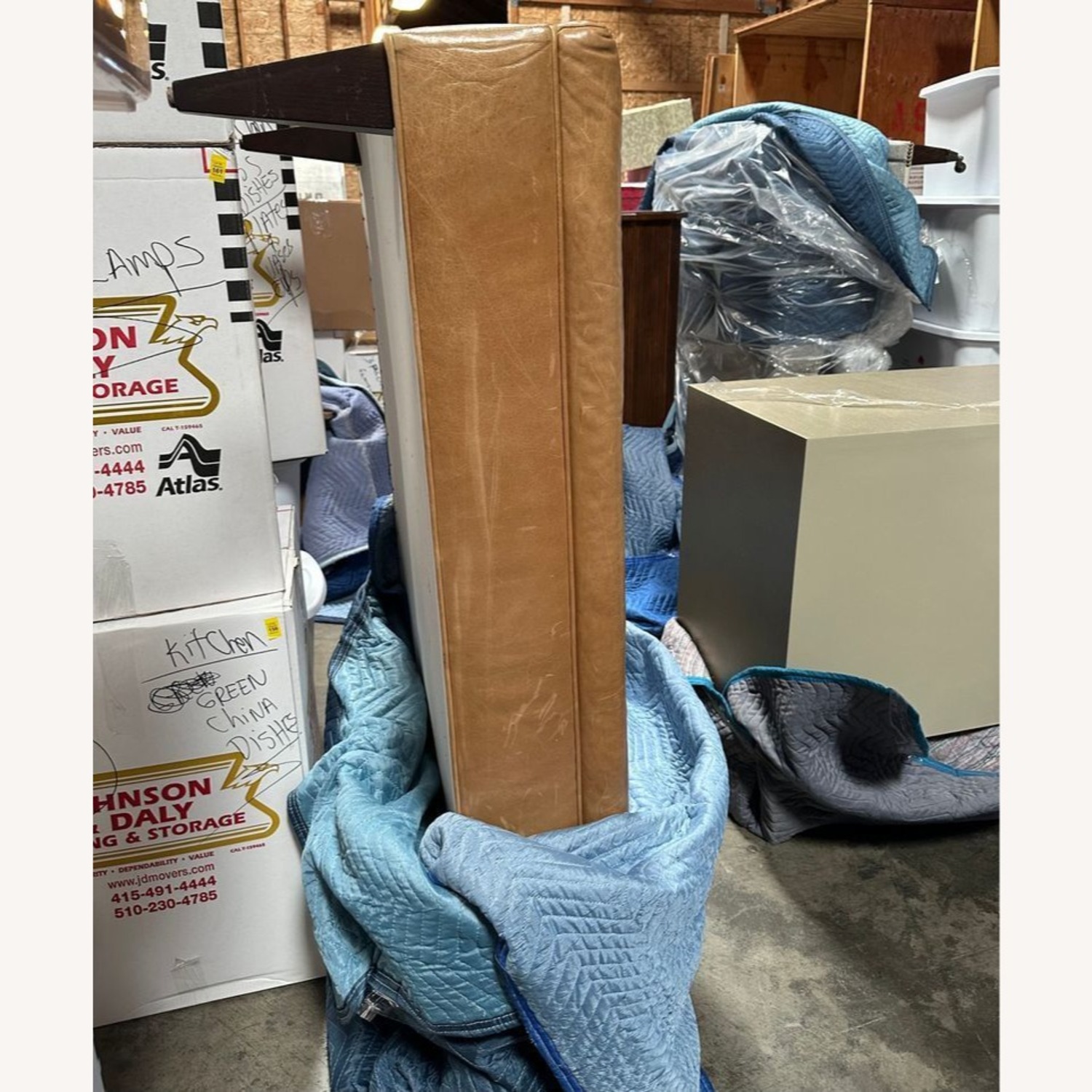 West Elm Button Tufted Leather Bench - image-9