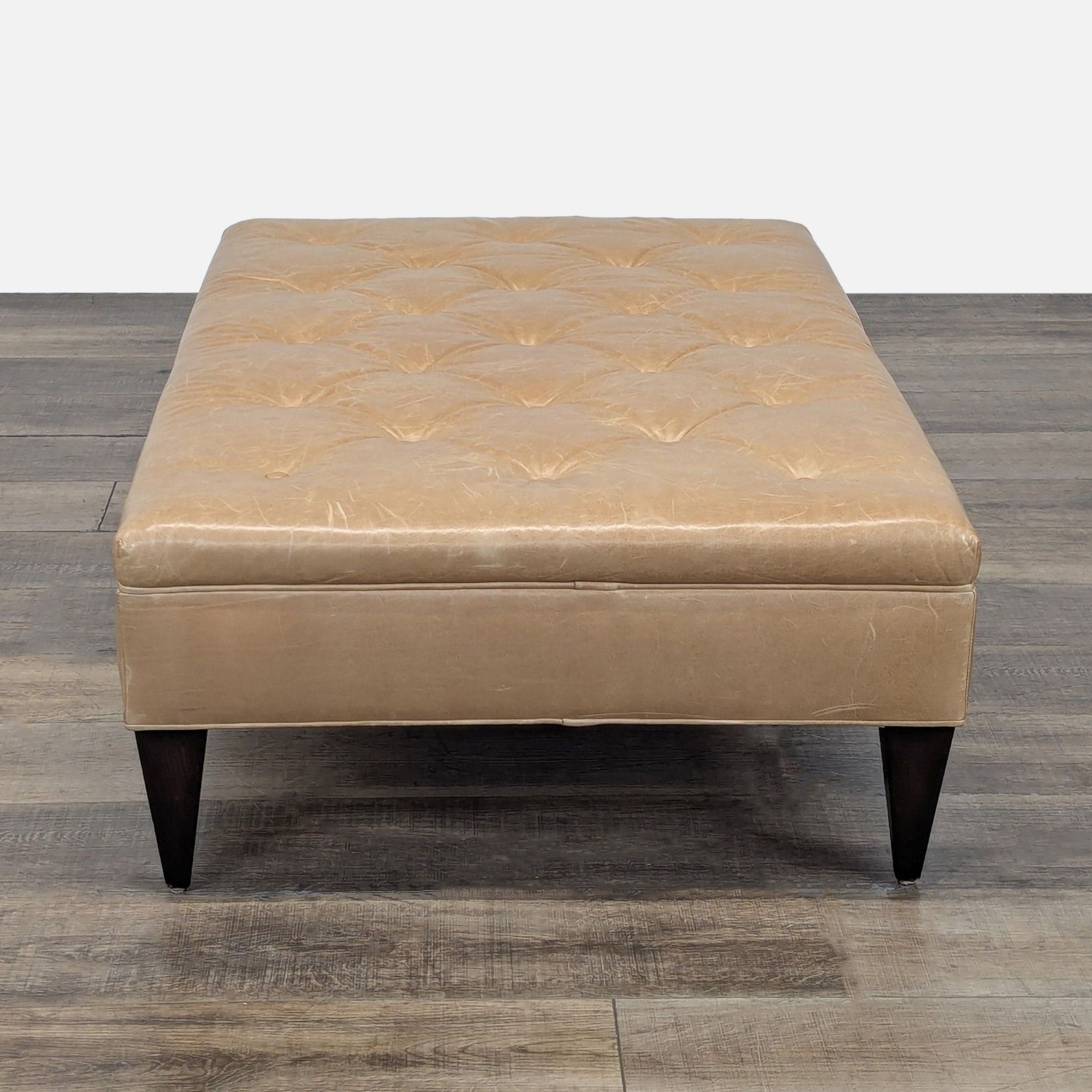West Elm Button Tufted Leather Bench - image-5