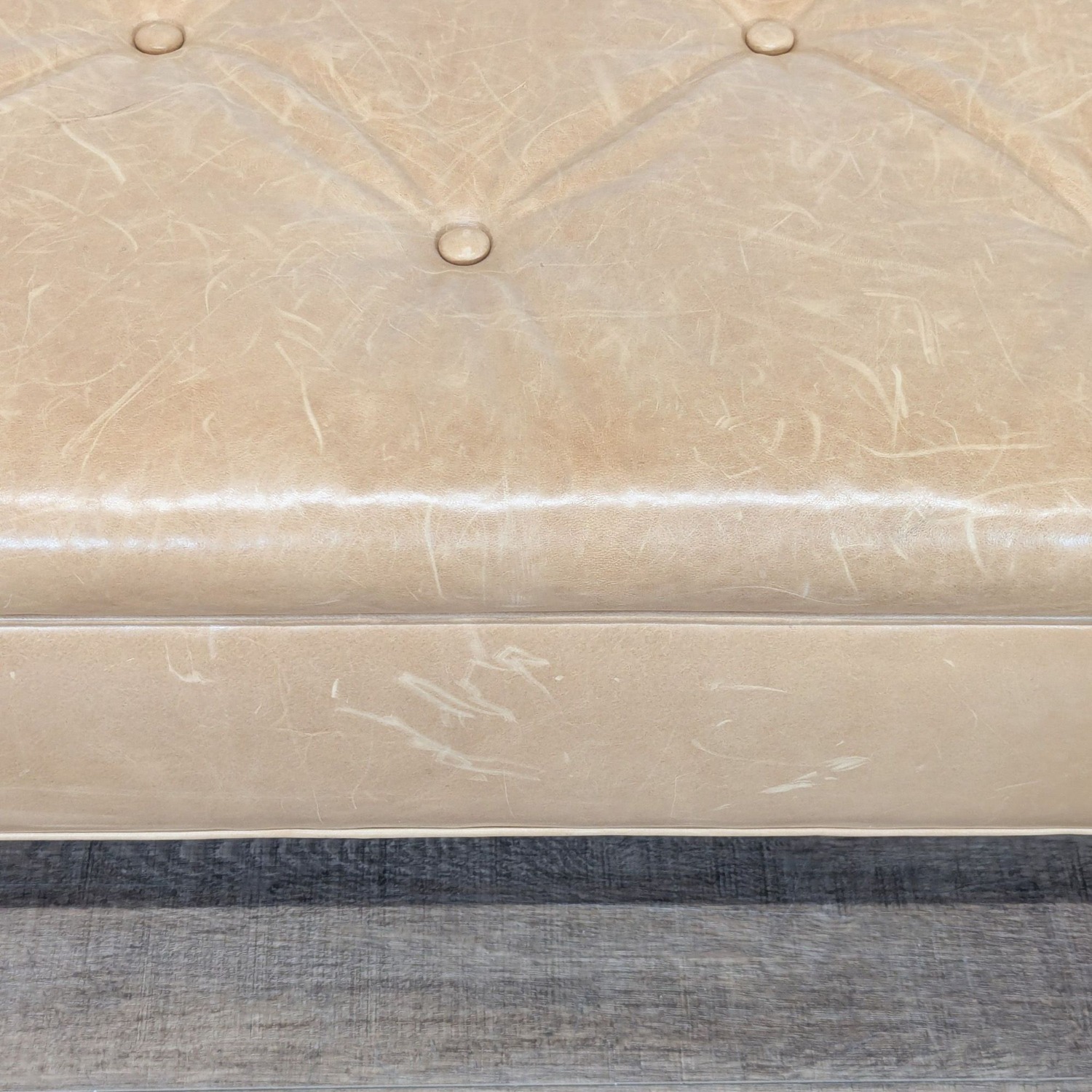West Elm Button Tufted Leather Bench - image-6
