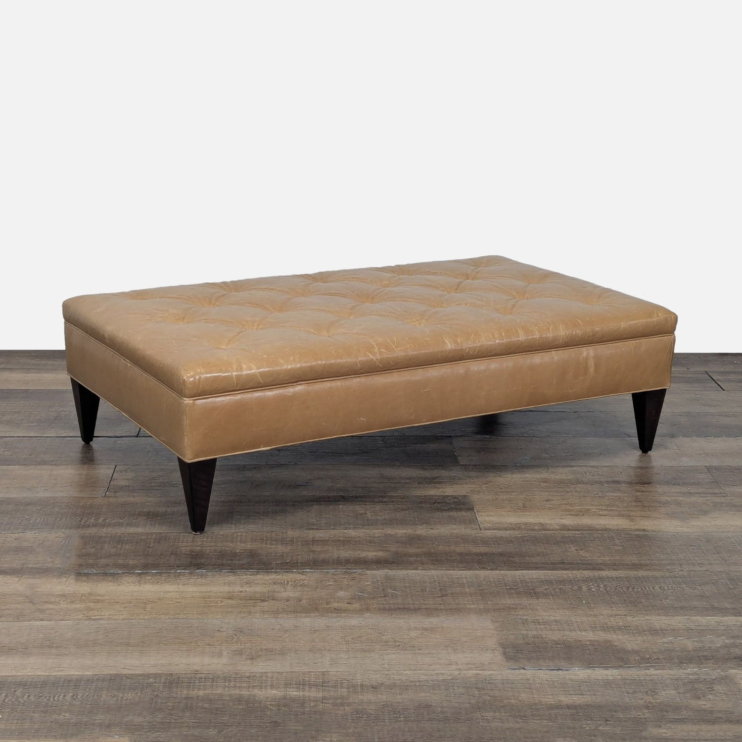 West Elm Button Tufted Leather Bench - image-4
