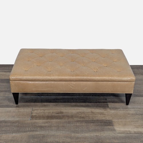 Used West Elm Button Tufted Leather Bench for sale on AptDeco